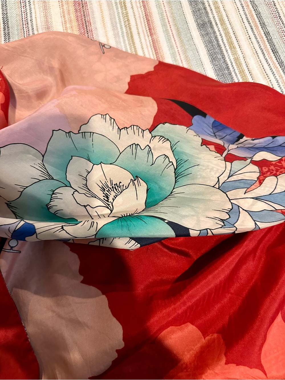 Johnny Was Black Reversible Floral Embroidered Kimono with Red Lining - Picture 7 of 8
